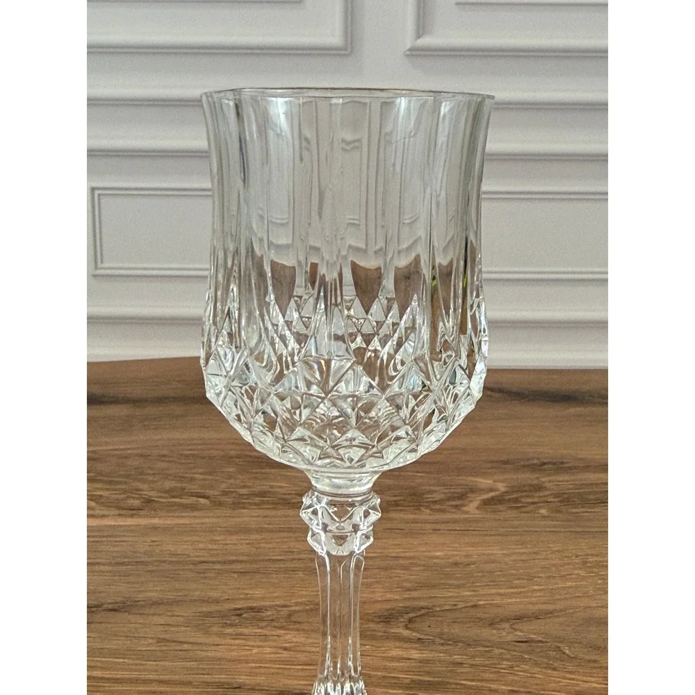 VTG Set of 3 Cristal D'arques Verres a Pied Longchamp No 5 Crystal Stemglasses‎